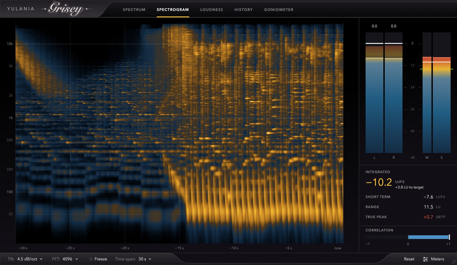 The spectrogram view